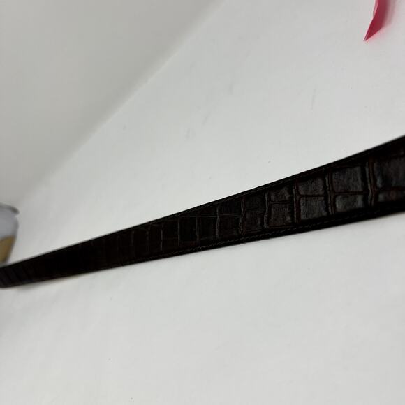 Avignon Crocodile Belt Women Size Small Brown Leather Gold Buckle Made in USA main image 7